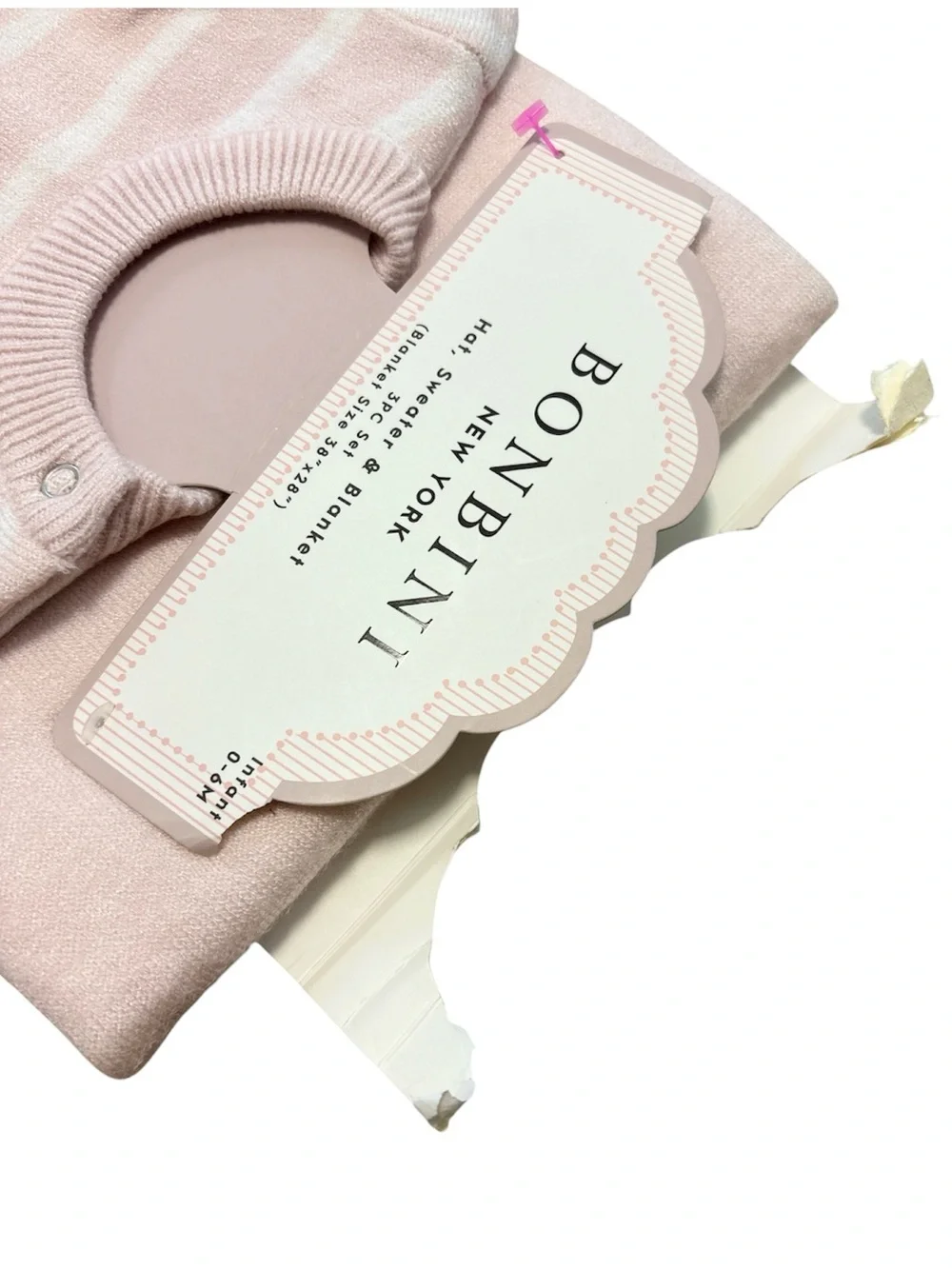 (2 Piece) Bonbini New York Baby Girls Blanket + Sweater Set Soft Light Pink NWT